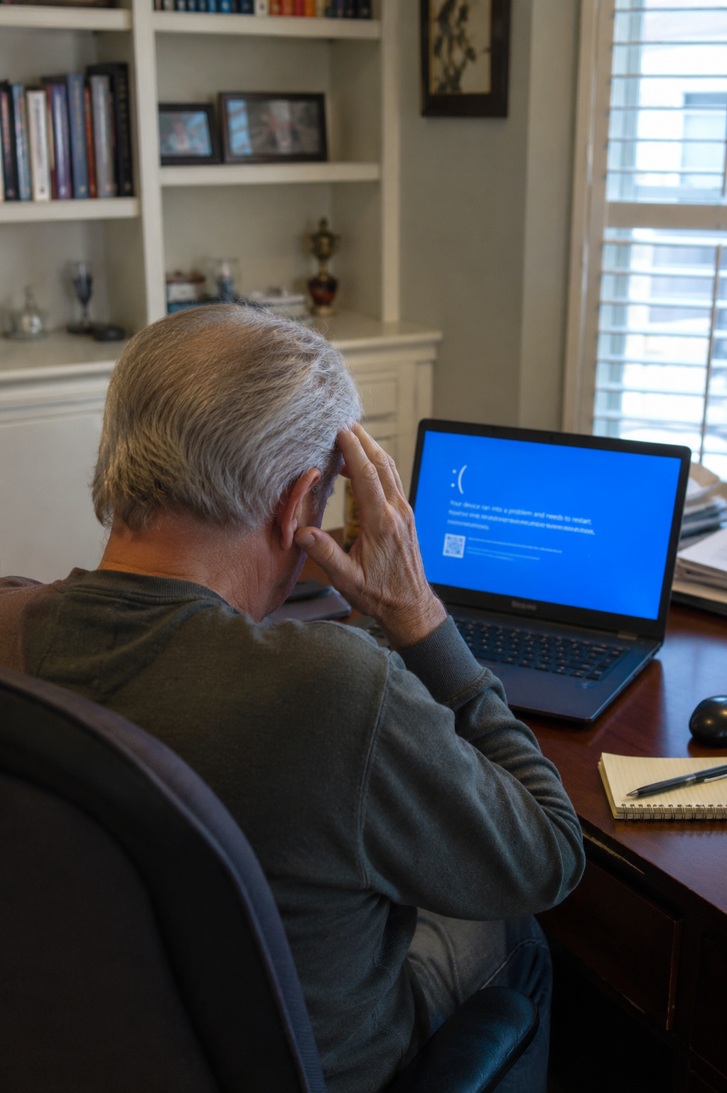 A technician working inside a laptop